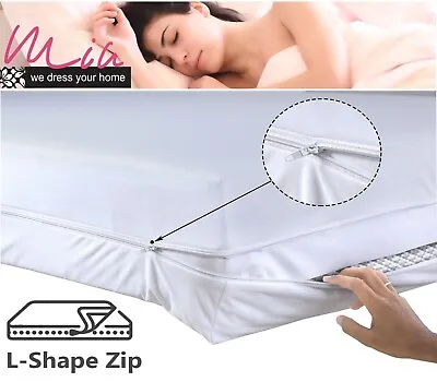 100% Cotton Mattress Protector Zip Anti Bed Bug Allergy Double Matress Cover • £13.59