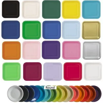 Paper Party Plates Round Or Square Solid Colours Choice Of Plate & Pack Sizes • £3.20