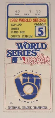 October 17 1982 MLB World Series Game 5 Logo Ticket Stub Robin Yount HR / 4 Hits • $69.99