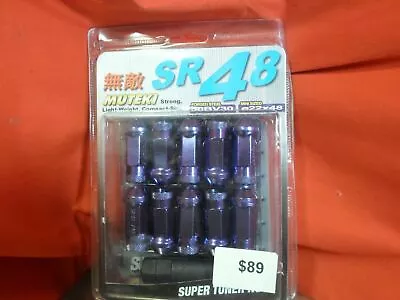 Muteki SR48 Chrome PURPLE Open End Lug Nuts 12 X 1.5 & Socket Adapter 32906L • $91