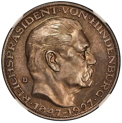 $198.75 • Buy 1927 Germany Hindenburg 80th Karl Goetz Silver Medal Kienast-386 - NGC MS 64 
