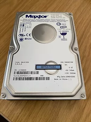 £19.50 • Buy Maxtor DiamondMax 10, 6L200P0, PATA133, 7200RPM, 200GB, 3.5  Internal Hard Drive