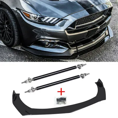 Front Bumper Lip Splitter Spoiler + Strut Rods For Ford Mustang GT Focus Mondeo • $39.99