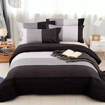 Grey Stripes Duvet Doona Quilt Covers Set Double Queen King Size Bedding Set AU • $28.99