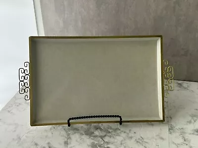 Vintage 1950s Kyes Moire Glaze Green Enamel Glaze Tray With Handles • $75