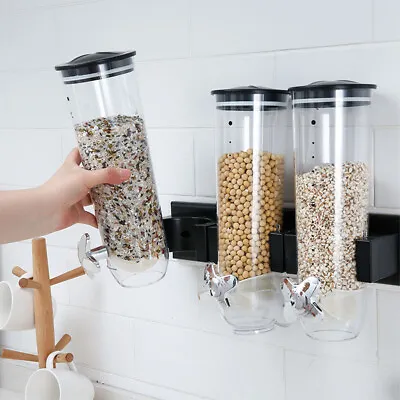 Wall Mounted Single/Double/Triple Cereal Dispenser Rise Food Storage Container • £15.94
