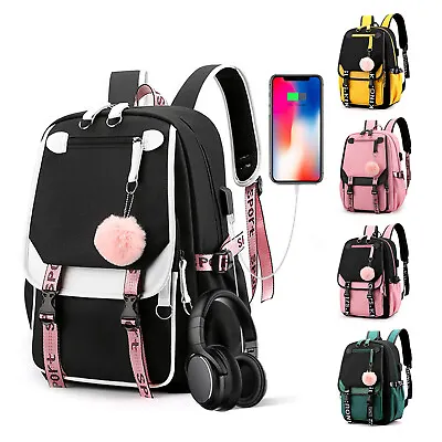 $22.97 • Buy Oxford Women Girls School Backpack Travel Laptop Book Bag W USB Charging Port
