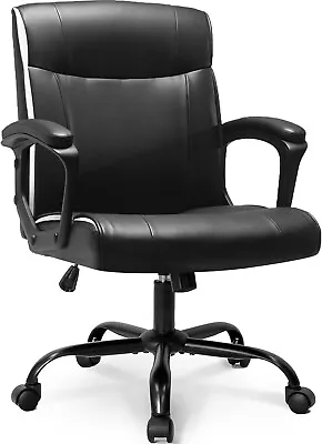 Ergonomic Office Chair Desk Chair Mid Back Executive PU Leather Adjustable Compu • $67.50