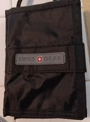 Men’s Swiss Gear Nylon Wenger Black Soft Trifold Wallet With Strap (new Other) • $15