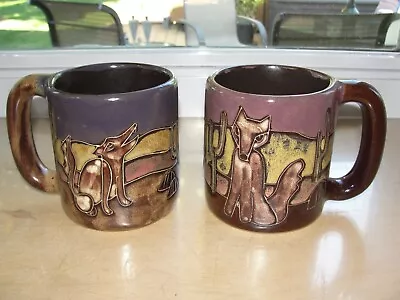 2 Large Howling Wolves Coyotes Mara Stoneware Mugs • $39.99