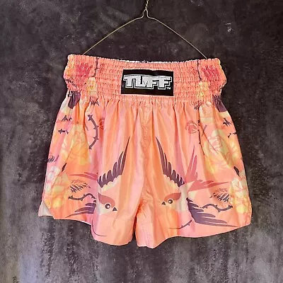 TUFF Muay Thai Boxing Shorts Retro Style Pink Birds With Roses Size M NEW WT • $25