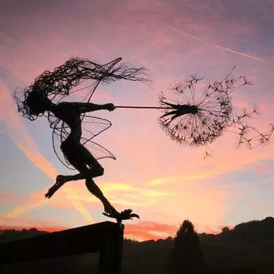 £8.79 • Buy Fairy And Dandelion Dancing Ornament Sculpture Garden Landscape Decor Statue~