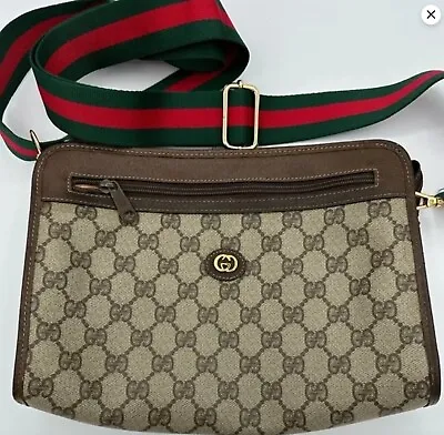 Gucci Vintage Monogram Sherry Line Clutch With Adjustable Strap • $635