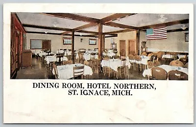 Saint St Ignace Michigan~48-Star US Flag In Hotel Southern Dining Room C1910 • $6