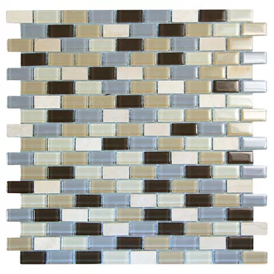 Mosaic Glass Tile Basic Cross Bricks Kitchen Fireplace Wall Backsplash Beige • $19.57