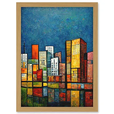 £22.99 • Buy Colourful Cityscape Buildings Reflection Framed Wall Art Picture Print A3