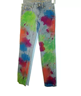 JUSTICE PREMIUM JEANS Simply Low Colorful Jeans  Girls' Sz 8 Slim Cotton/Span • $7.99