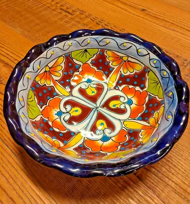 Talavera Bowl Mexican Pottery Salad Fruit Serving Dish Folk Art Lead Free 10  • $29.99