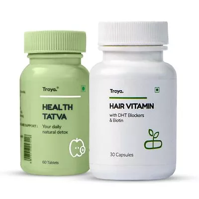 Traya Hair Health Booster Combo Health Tatva (60 Tablets) + Multi Vitamins (30 T • $23.99