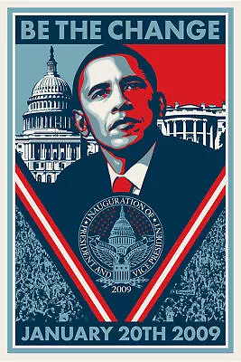 Be The Change SIGNED By Shepard Fairey Art Print Poster MINT Obey Obama Hope • $1650