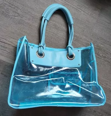 Dolce & Gabbana D&G Vtg Y2K Light Blue Transparent Monogram Beach Tote Bag Clear • $33.55