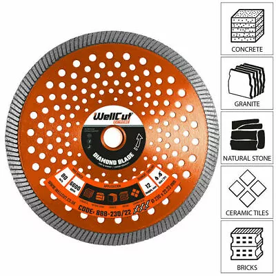 Diamond Blade 230mm X 22.23mm Bore - Ideal For Concrete Natural Stone Tiles • £11.99