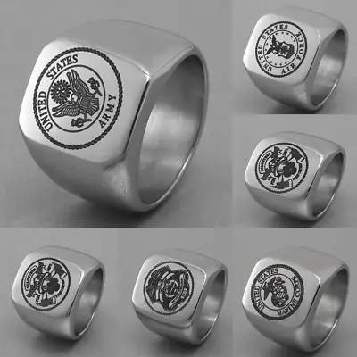 USA Military Ring United States Marine Corps US Army Men Signet Stainless New • $9.99