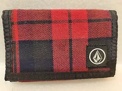 Volcom Trifold Black Red  Flannel Wallet  Vintage Retro Skater • $28.99