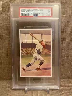 PSA 3 - BABE RUTH - 1932 Sanella Margarine Handbuch Des Sports  #83 HOF - Type 3 • $1800