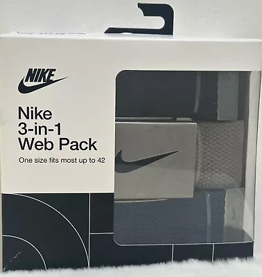 NIKE 3-IN-1 WEB BELT PACK Men's Black / Gray / Navy Up To 42 Inches • $31.95