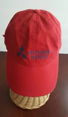 Mitsubishi Logo Soft Ball Cap Red Adult OS Adjustable 100 Cotton Twill • $12.99