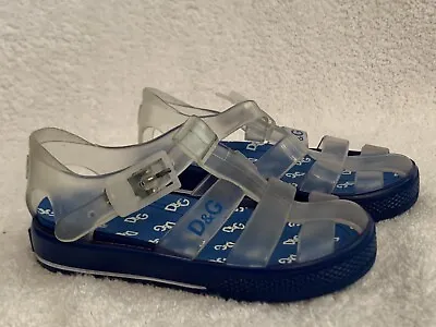 D&G Jelly Sandals - Blue - Junior - EU Size 24 / UK 7 - DESIGNER - LOVELY • £25