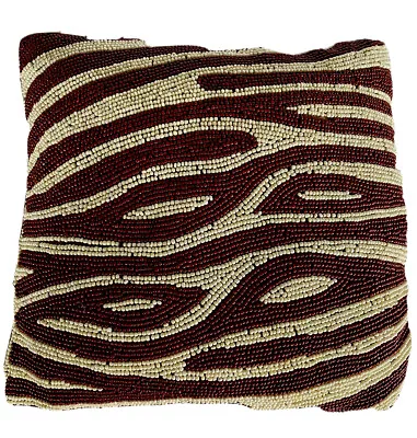 Thro By Marlo Lorenz Beaded Brown Beige W/Burlap Back Decorative Pillow 16x16” • $25