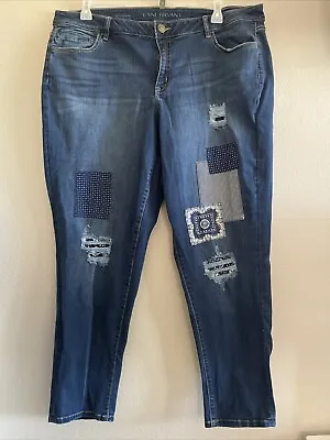 £16.30 • Buy Lane Bryant Womens Low Rise Boyfriend Jeans Size 20R Patchwork Medium Wash Denim