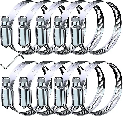 2 Inch Hose Clamp 10PCS 304 Stainless Steel Worm Gear Hose Clamps For Fuel Line • $12.32