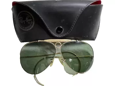Vintage Ray Ban Bausch & Lomb Aviator Bullet Hole Shooter Wire Wrap Glasses • $29