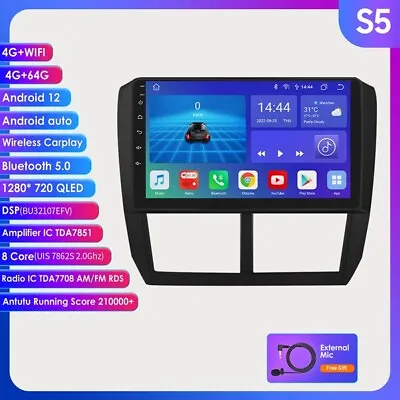 Android 12 Carpay Car Stereo 64GB Radio Head Unit Fit 2008-2011 Subaru Impreza • $216.98