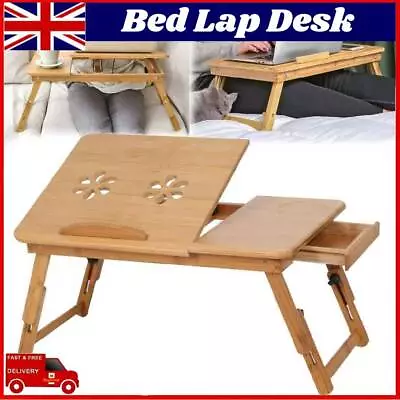 Bamboo Wooden Bed Tray With Folding Legs Serving Breakfast Lap Tray Table Mate • £15.99