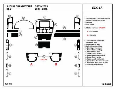 Interior Carbon Fiber Dash Trim Kit For Suzuki Grand Vitara 2003-2005 • $215