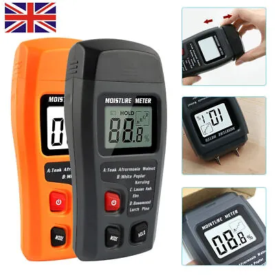 Digital Moisture Meter Damp Detector Humidity Tester For Wood Wall Concrete UK • £9.99