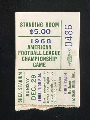 Dec 29 1968 New York Jets AFL Championship Game Original Ticket Stub Vs Raiders • $995