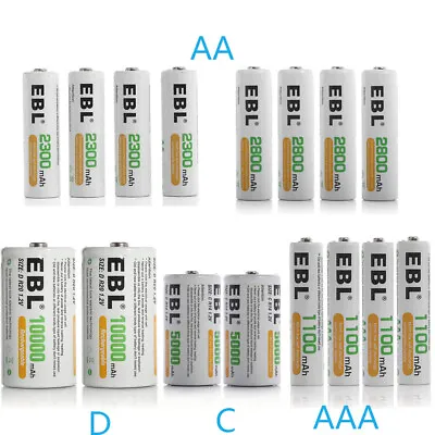 Rechargeable Batteries AA AAA C D Cell  NIMH Lot • $16.59