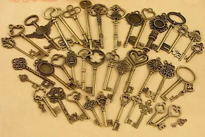 17Pcs Antique Bronze Vintage Keys Steampunk Gears Charms Pendant Clock Wheel • $7.96