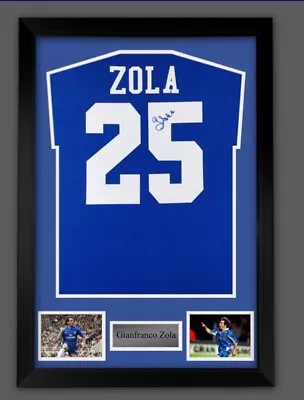 £199 • Buy Gianfranco Zola Signed Chelsea Fc Football Shirt In A Frame £199