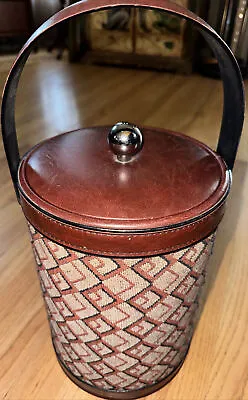 $39.99 • Buy Vintage Georges Briard Fabric & Faux Leather 11.25  Ice Bucket - Htf Pattern