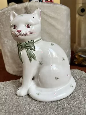 Vintage Rye Pottery Cat. Green Bow. • £25