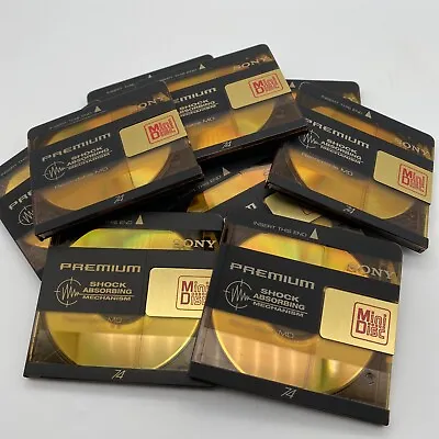 10 X SONY Premium Gold MD 74 Shock Absorbing Minidiscs Recordable + Cases • £21.99