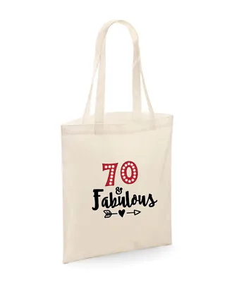 70th Birthday Gift 70 And Fabulous Gift For Her/women/birthday/shopping Bag • £7.95