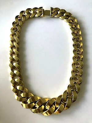 Stunning 18K Italy Yellow Gold Heavy Collar Cuban Link Chain Man Or Woman  • $14000