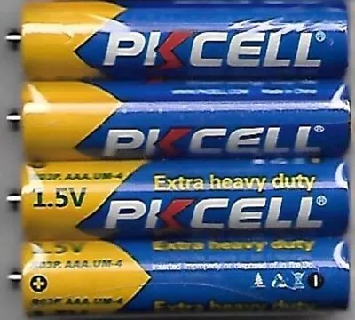 PKCELL 4 PCS AAA R03P UM-4 - 1.5V Heavy Duty Carbon-zinc Single Use Batteries • £2.99